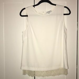 White crepe and lace blouse